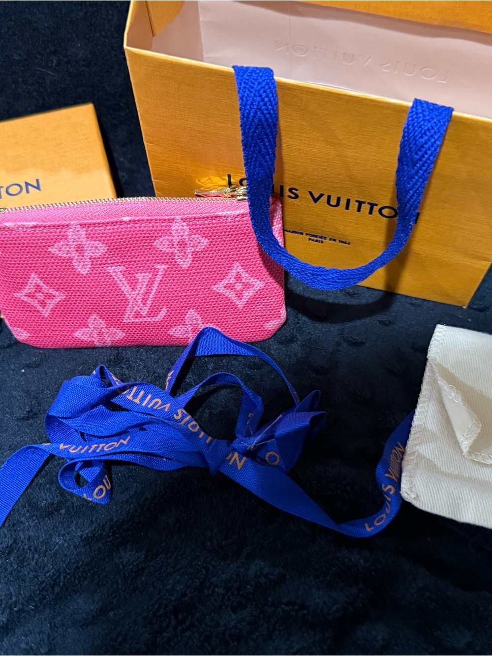 Louis Vuitton Pink Monogram Canvas Zip Pouch with Gold Hardware